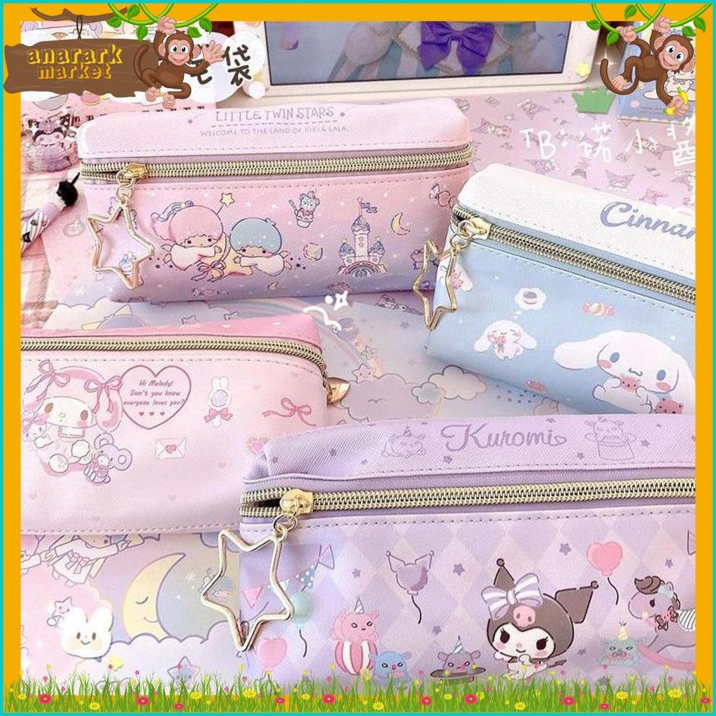 

Tempat Pensil Terbaru 2 Sisi / Kotak Pensil Sanrio Terbaru /Pencil Case Cinnamoroll Kueomi Melody 2 Sekat Diskon Setengah Harga