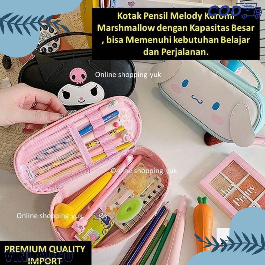 

Tempat Pensil Sanrio , Kotak Pensil Kuromi , Tas Kosmetik , Pouch , Motif Kuromi / Cinnamoroll / My Melody , Import Premium. Online Shopping Yuk. Kapasitas Besar. Bahan Kulit , Kuat & Sangat Cantik Exclusive. Diskon