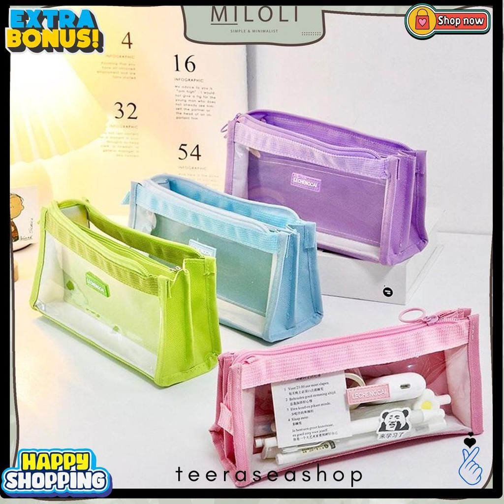 

[Miloli] Kotak Pensil Lechengcai Tempat Pena Kosmetik Kapasitas Besar Pvc Transparant Stationery - F0209 Diskon Setengah Harga