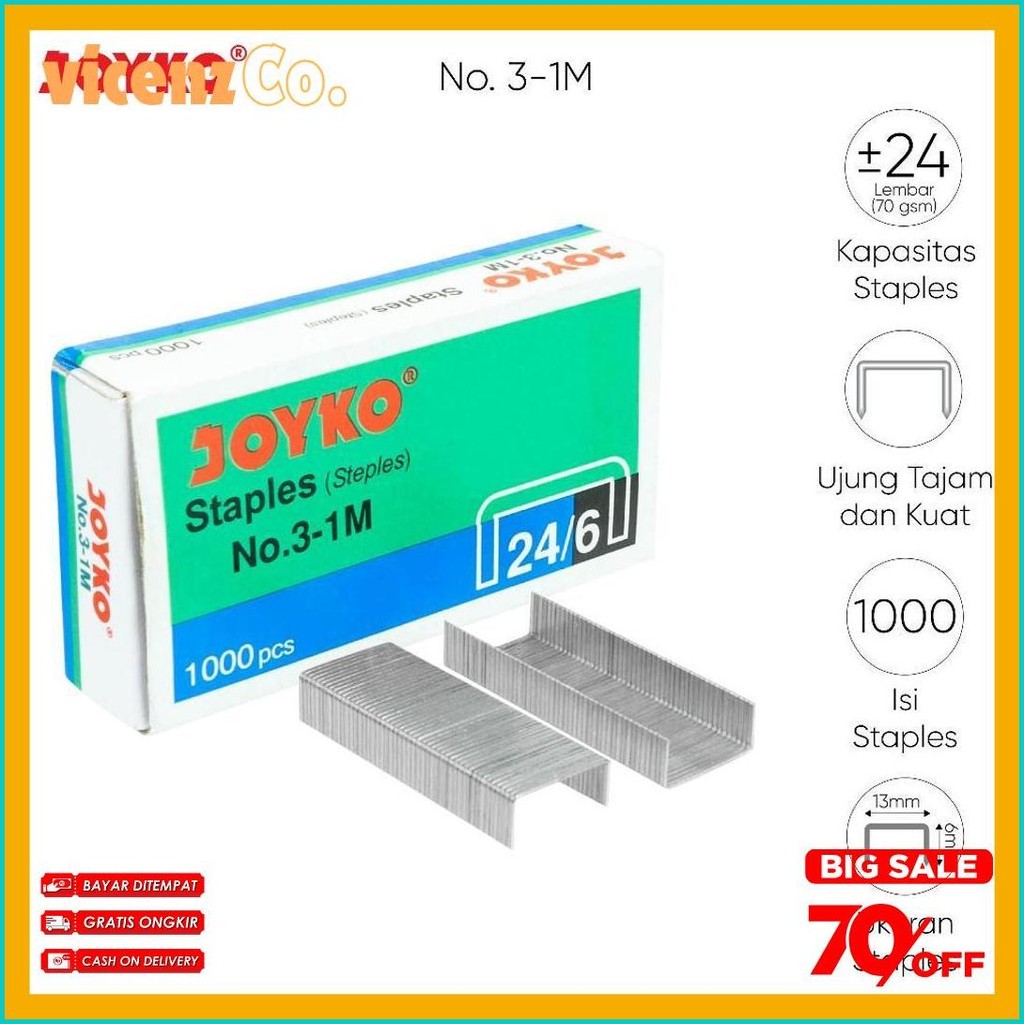 

Joyko Staples No.3 Isi Stepler Besar Hekter Joyko No.3-1M [20Pcs] Terlaris! Produk Ini Banyak Dicari