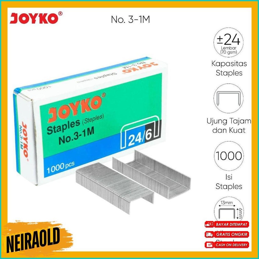 

Joyko Staples No.3 Isi Stepler Besar Hekter Joyko No.3-1M [20Pcs] Diskon Setengah Harga