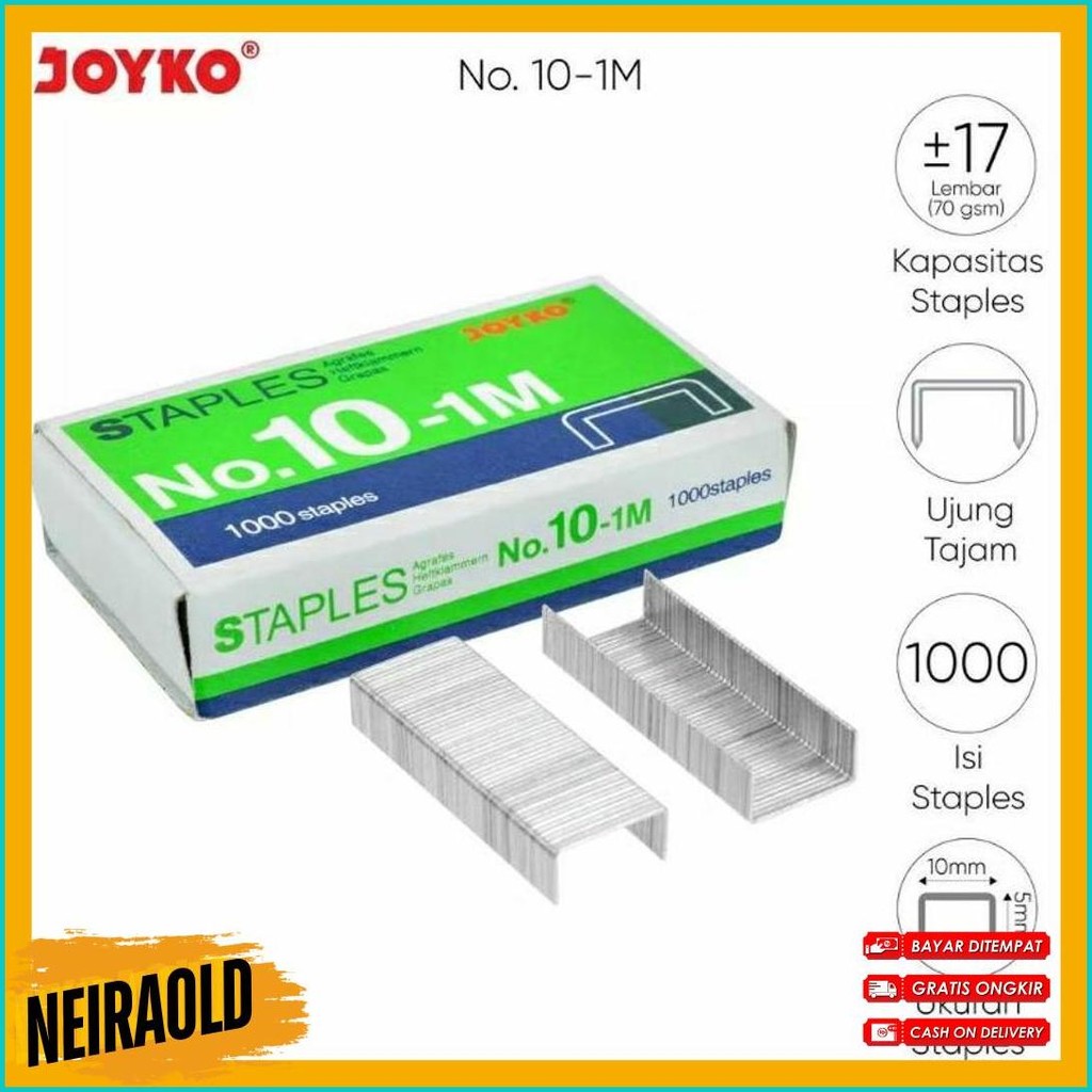 

( 1 Dus = 20 Pak Kecil ) 10-1M Staples Steples Isi Stapler Stepler Neces Joyko No. 10 - 1M Kecil Diskon Setengah Harga