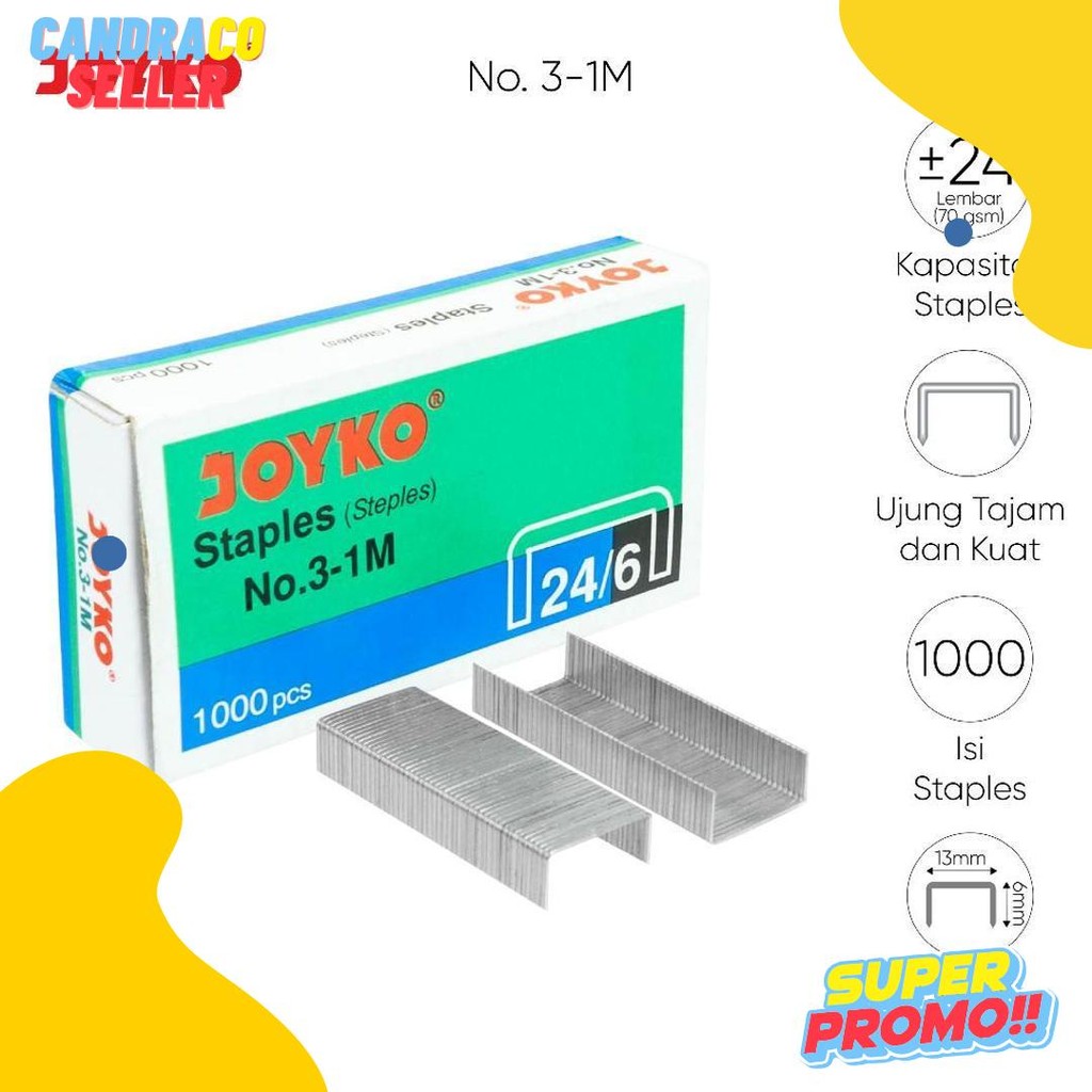 

Joyko Staples No.3 Isi Stepler Besar Hekter Joyko No.3-1M [20Pcs] Flash Sale! Diskon Hingga 70%