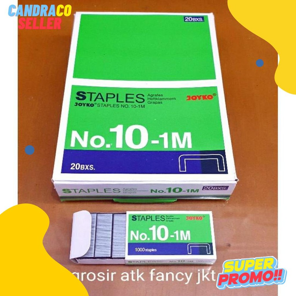 

( 1 Dus = 20 Pak Kecil ) 10-1M Staples Steples Isi Stapler Stepler Neces Joyko No. 10 - 1M Kecil Flash Sale! Diskon Hingga 70%