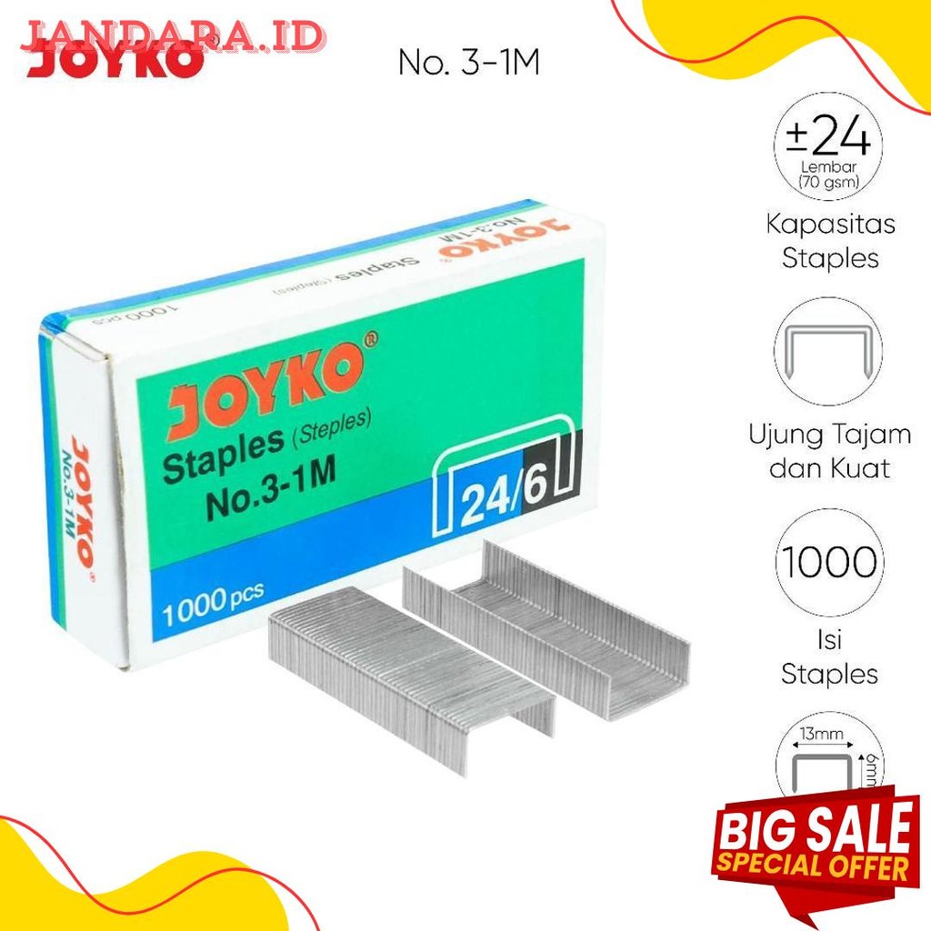 

Joyko Staples No.3 Isi Stepler Besar Hekter Joyko No.3-1M [20Pcs] Flash Sale! Diskon Hingga 70%