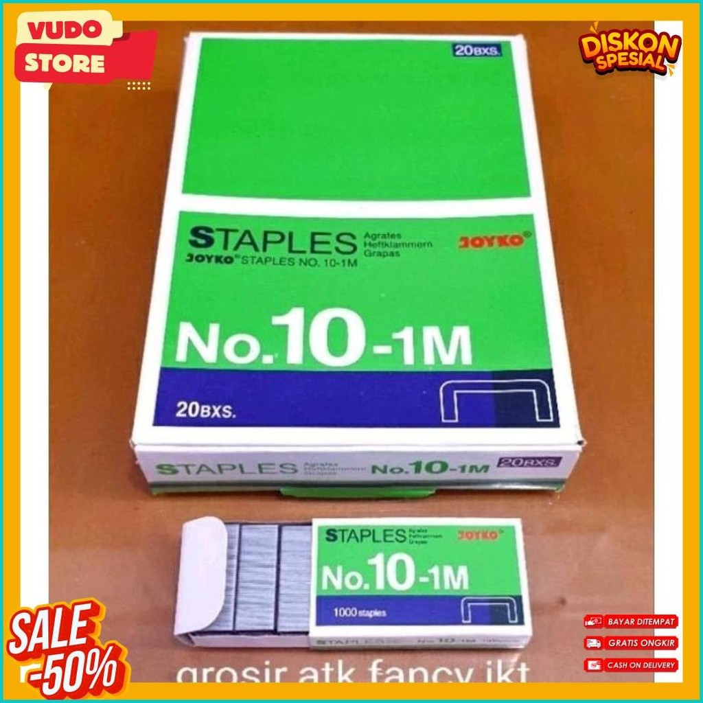 

( 1 Dus = 20 Pak Kecil ) 10-1M Staples Steples Isi Stapler Stepler Neces Joyko No. 10 - 1M Kecil Terlengkap Dan Termurah