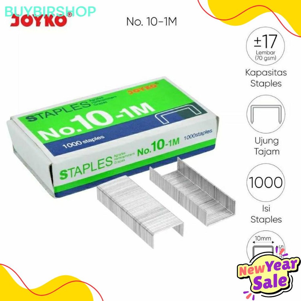

( 1 Dus = 20 Pak Kecil ) 10-1M Staples Steples Isi Stapler Stepler Neces Joyko No. 10 - 1M Kecil Terlengkap Dan Termurah