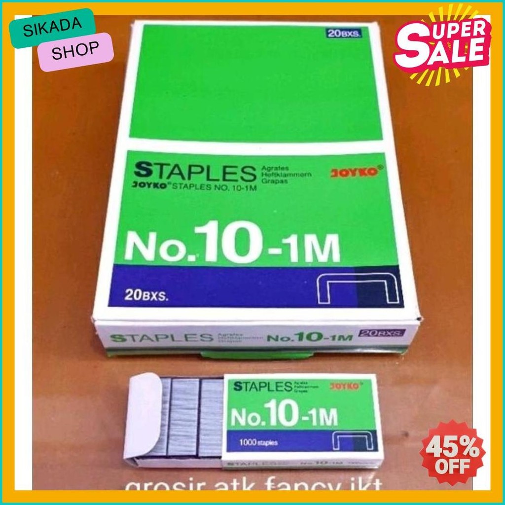 

( 1 Dus = 20 Pak Kecil ) 10-1M Staples Steples Isi Stapler Stepler Neces Joyko No. 10 - 1M Kecil Flash Sale! Diskon Hingga 70%
