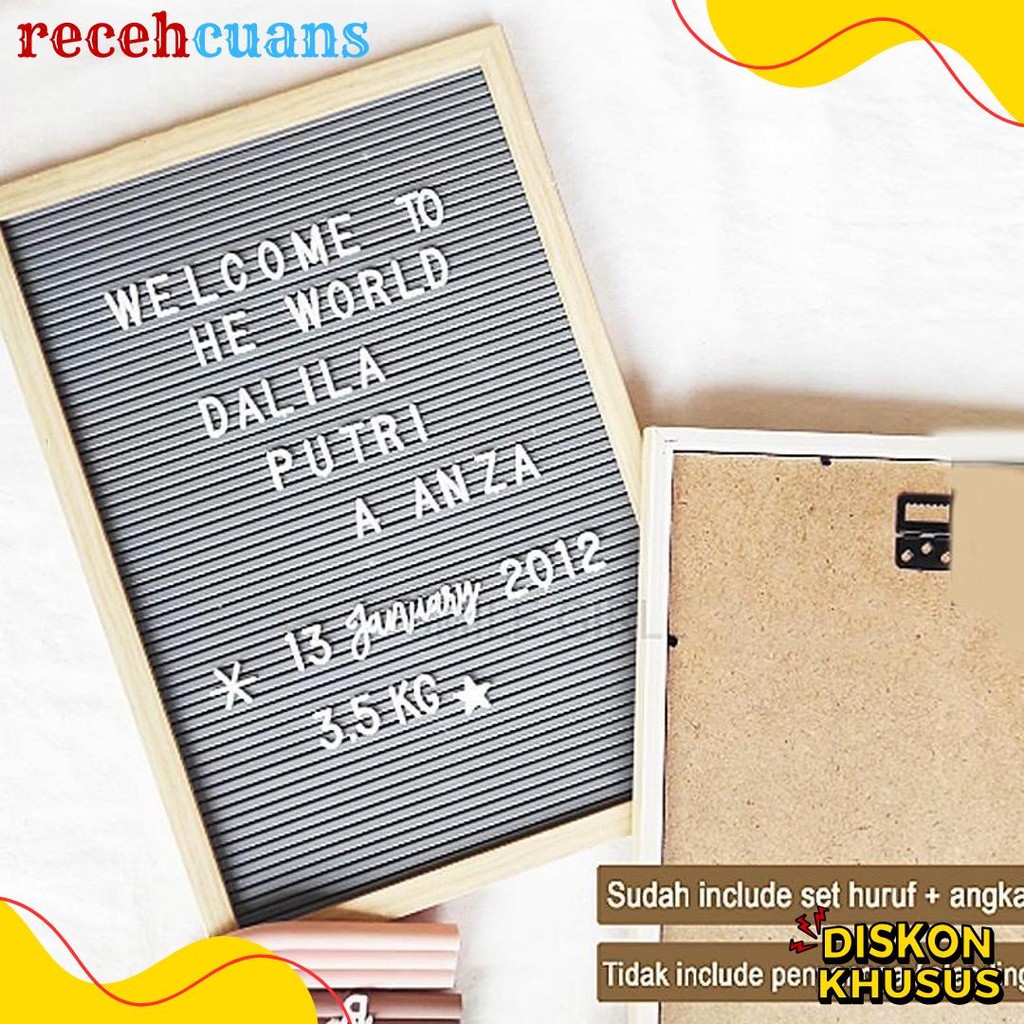 

Letter Board Baby Include Huruf/ Felt Letter Board Set / Letter Board/Papan Nama Bayi /Papan Menu / Dekorasi Rumah Viral 30*40 Cm Flash Sale! Diskon Hingga 70%