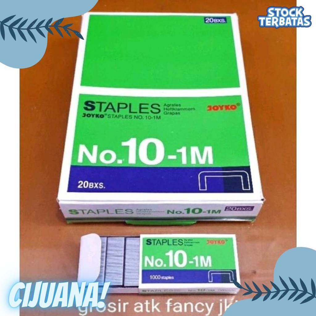 

( 1 Dus = 20 Pak Kecil ) 10-1M Staples Steples Isi Stapler Stepler Neces Joyko No. 10 - 1M Kecil Terlengkap Dan Termurah