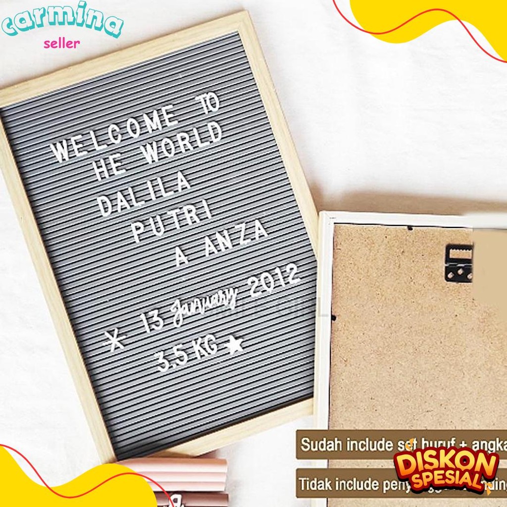 

Letter Board Baby Include Huruf/ Felt Letter Board Set / Letter Board/Papan Nama Bayi /Papan Menu / Dekorasi Rumah Viral 30*40 Cm Diskon Setengah Harga
