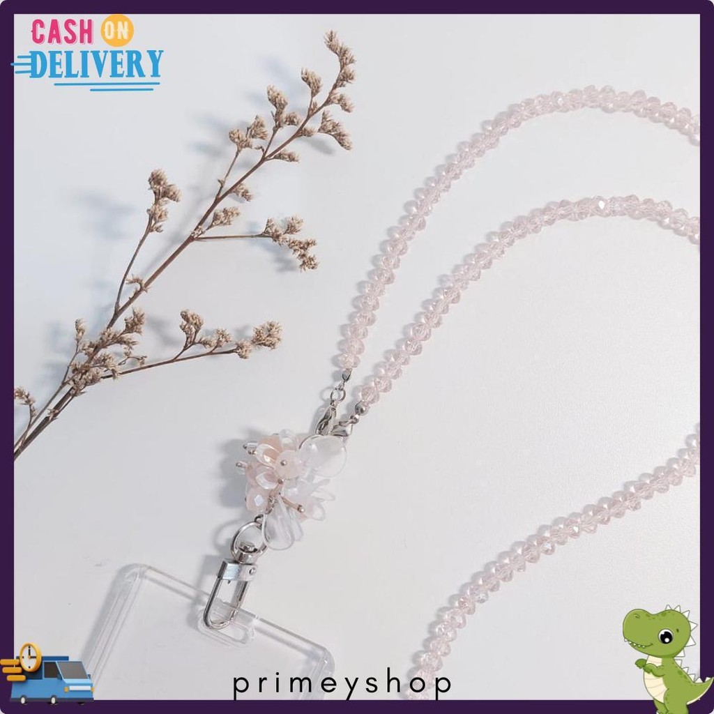 

[Lalaluna] Lanyard Crystal Beads Aesthetic | Gantungan Id Card Kantor - Bloom Diskon Setengah Harga