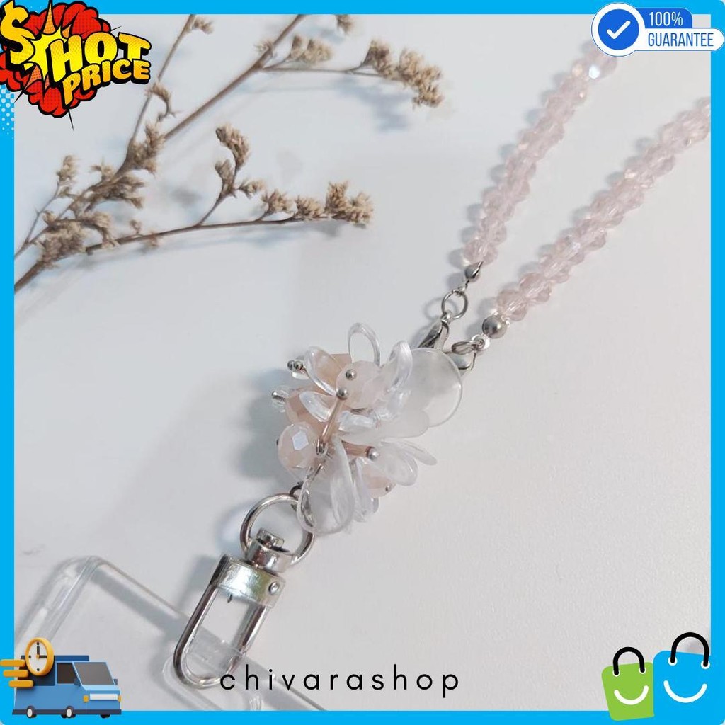 

[Lalaluna] Lanyard Crystal Beads Aesthetic | Gantungan Id Card Kantor - Bloom Terlaris! Produk Ini Banyak Dicari
