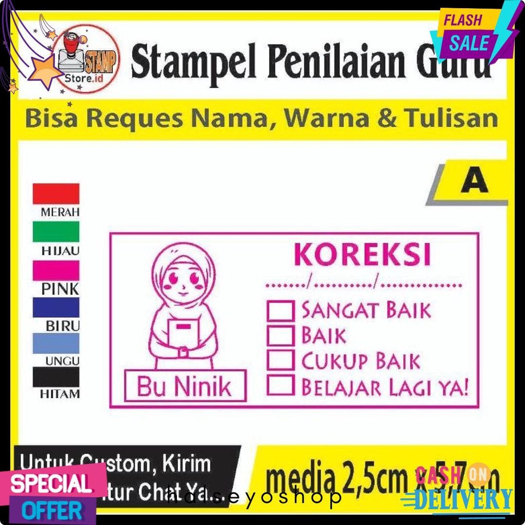 

Stempel Penilaian/Ganti Nama, Gambar Dan Warna/Cap Guru/Stampelbuguru Flash Sale! Diskon Hingga 70%