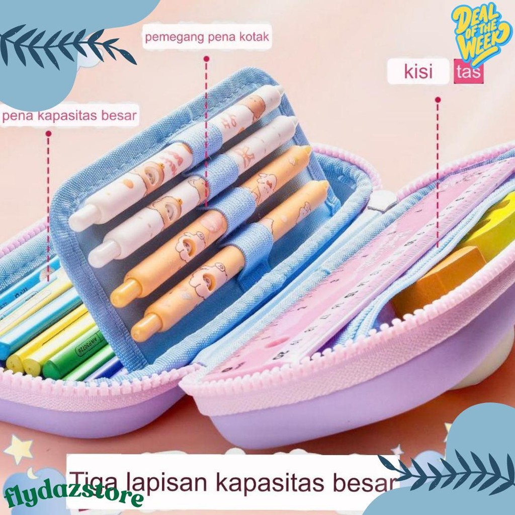 

Kotak Pensil 3D Squishy Tempat Pensil Hardcase Waterproof Pencil Case Anak Lucu 2 Tingkat 2 Lapis Diskon