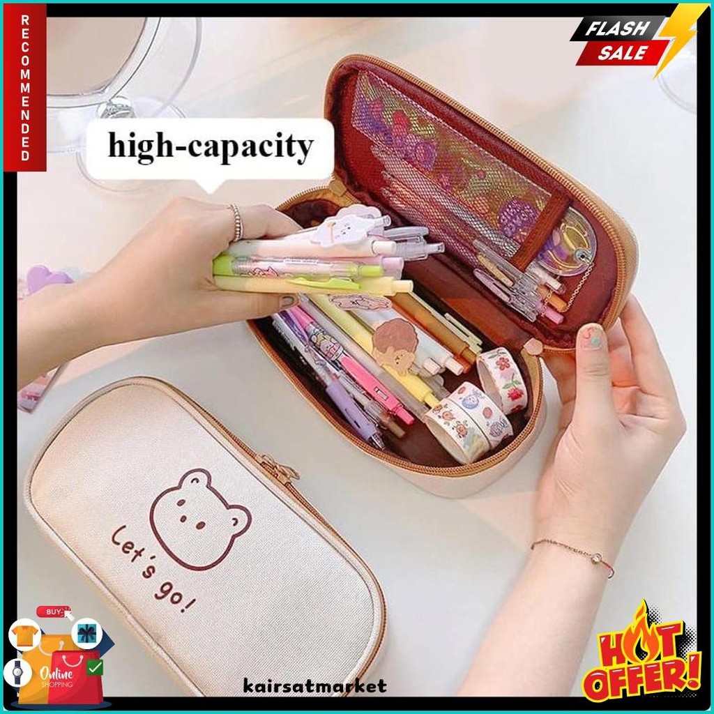 

[Miloli] Kotak Pensil Bear Cartoon Kanvas Minimalis Aesthetic Korean Style Stationery - F0204 Terlaris! Produk Ini Banyak Dicari