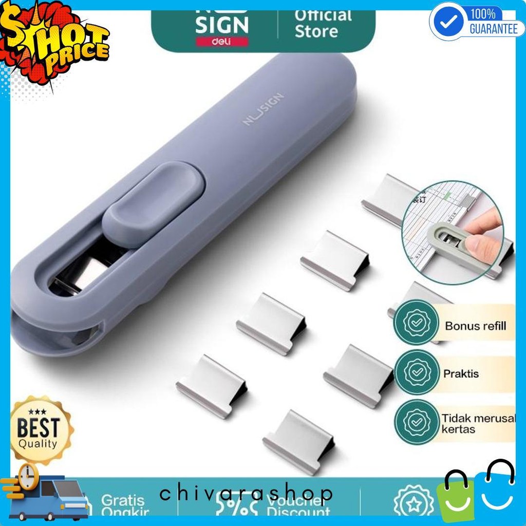 

Nusign Fastener / Binder Clip / Penjepit Kertas Otomatis Gratis 8 Buah Clip Ns085 Terlengkap Dan Termurah