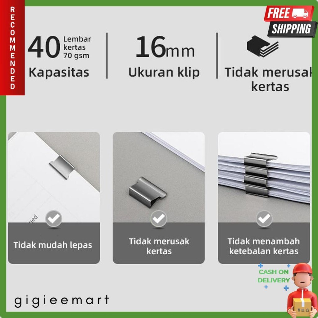 

Nusign Fastener / Binder Clip / Penjepit Kertas Otomatis Gratis 8 Buah Clip Ns085 Terlaris! Produk Ini Banyak Dicari