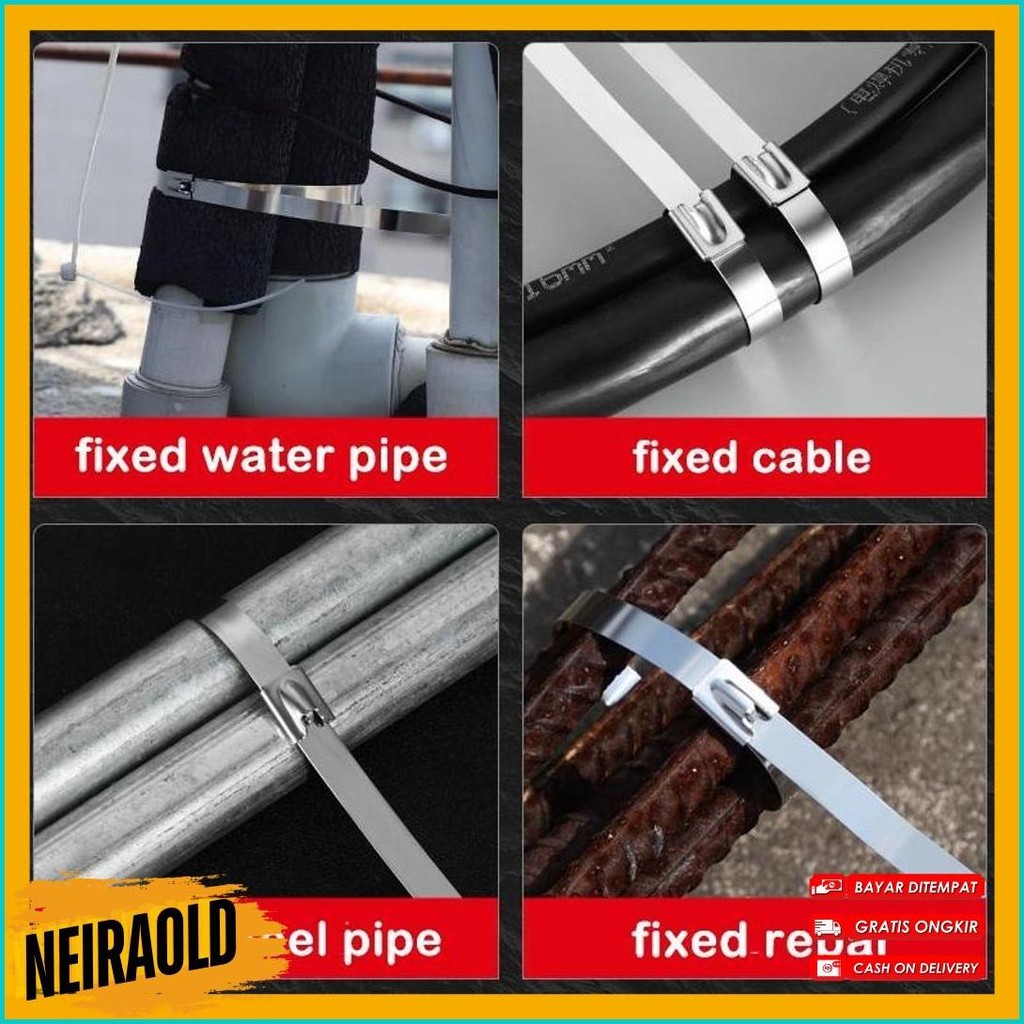

50Pcs 15/20/30Cm Kabel Ties Stainless Steel Cable Ties Kabel Tis Steel 304 Terlaris! Produk Ini Banyak Dicari