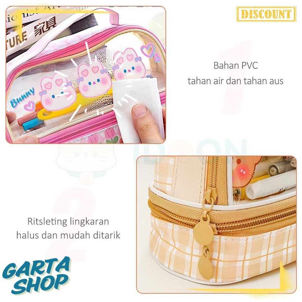 

Idoon Pencil Case Transparan Korea Tempat Pensil Besar Dua Lapis Kotak Pensil Tempat Pola Hewan Lucu Diskon Setengah Harga