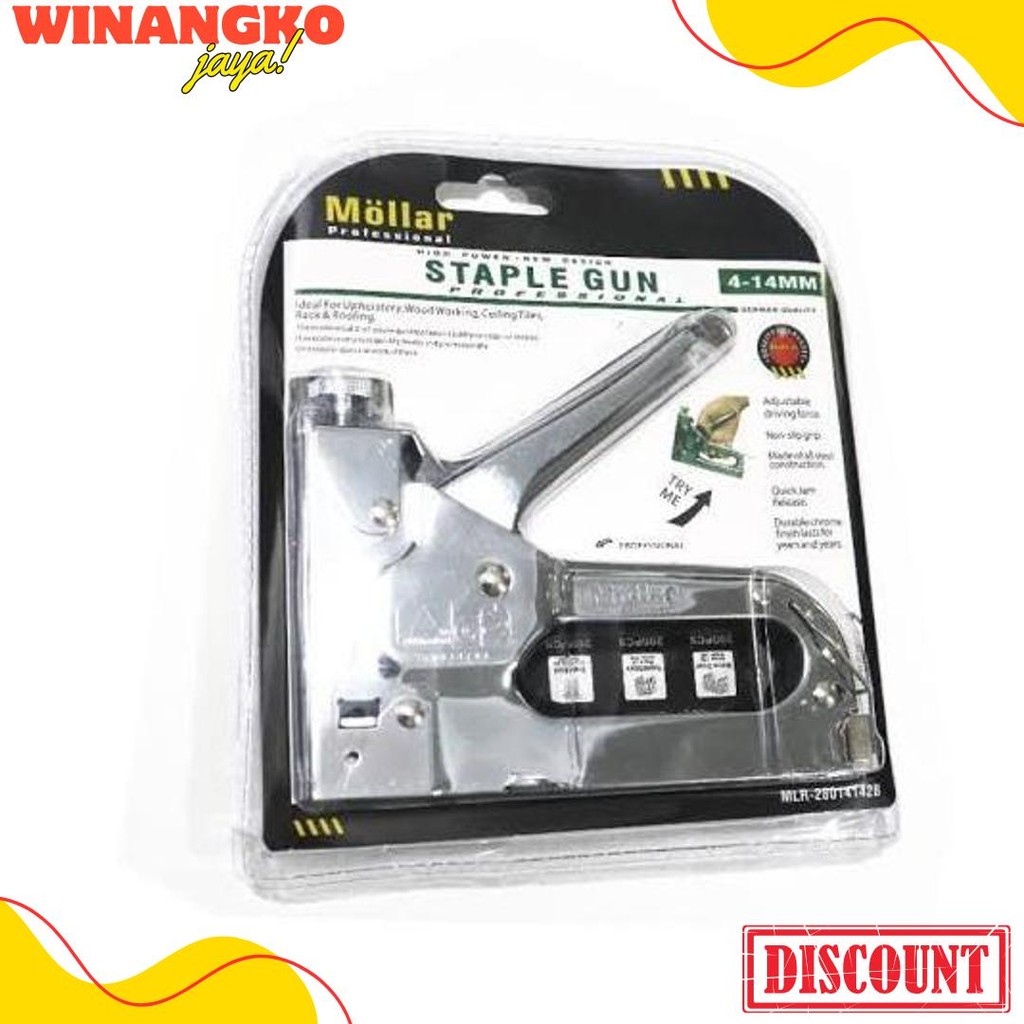 

Gun Tacker Alat Staples Dan Paku Tembak 3In1 / Staple Gun Mollar 4-14Mm / Stapler Tembak Manual Diskon Setengah Harga
