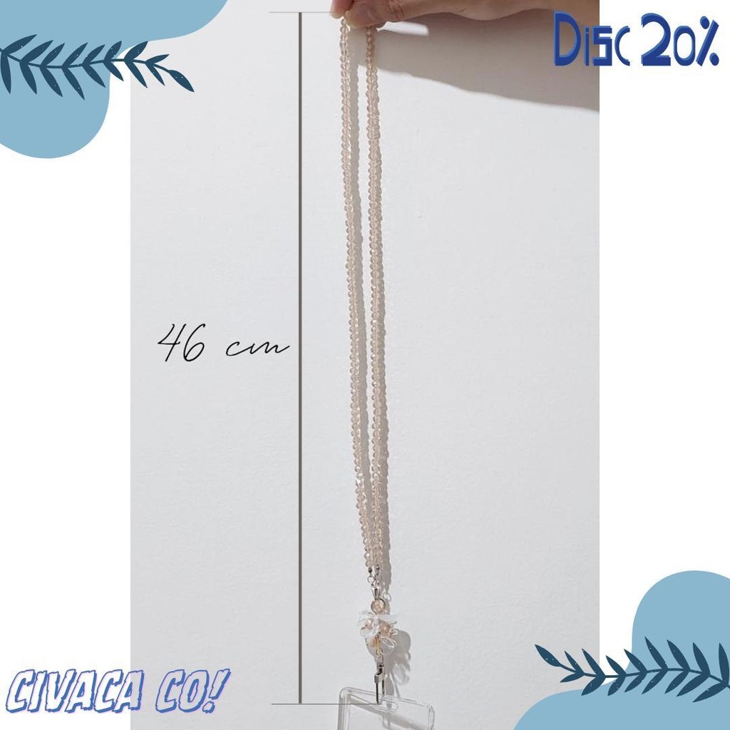 

[Lalaluna] Lanyard Crystal Beads Aesthetic | Gantungan Id Card Kantor - Bloom Diskon Setengah Harga