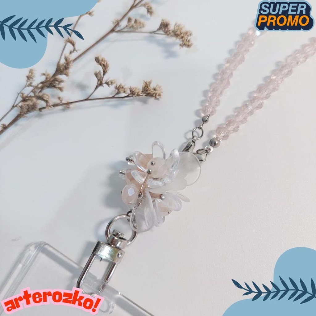 

[Lalaluna] Lanyard Crystal Beads Aesthetic | Gantungan Id Card Kantor - Bloom Terlengkap Dan Termurah
