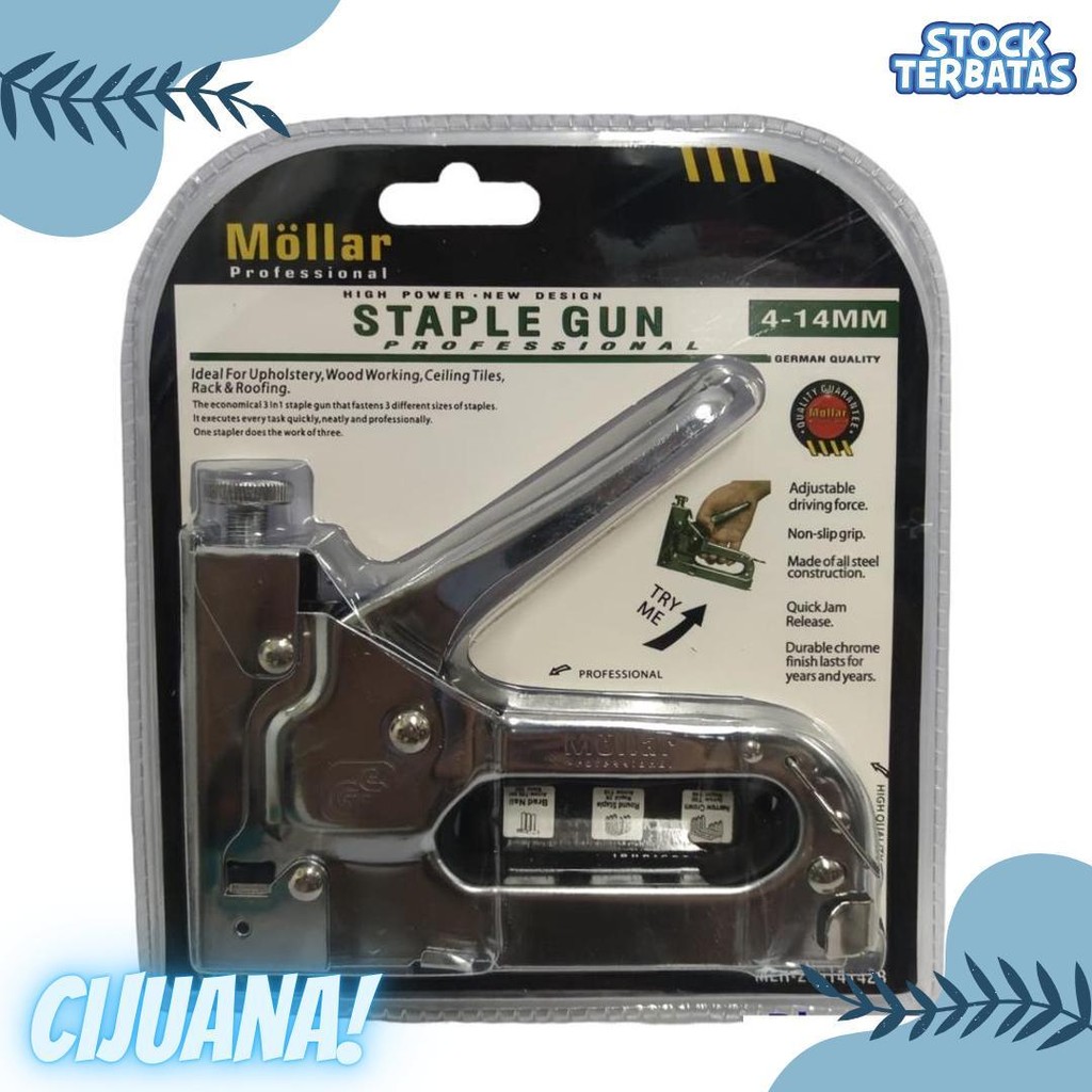 

Gun Tacker Alat Staples Dan Paku Tembak 3In1 / Staple Gun Mollar 4-14Mm / Stapler Tembak Manual Diskon