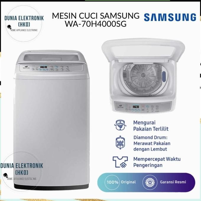 Murah MESIN CUCI SAMSUNG WA70H4000SG DIAMOND DRUM TOP LOADING 7 KG Non COD