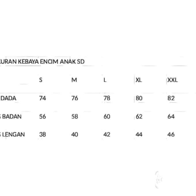Baju atasan kebaya encim anak SD/seragam atasan kebaya anak SD