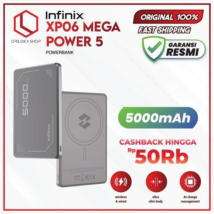 INFINIX POWER BANK MAGPOWER 5 XP06 | POWERBANK 5000MAH WIRELESS CHARGER 1804T