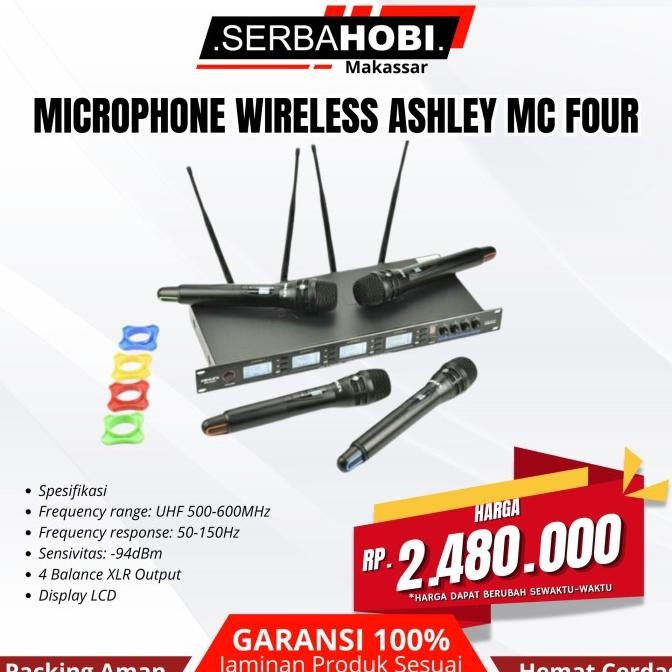 <<<<<] Mic Wireless Ashley MC FOUR Original 4 Mic Handheld Ashley MCFour