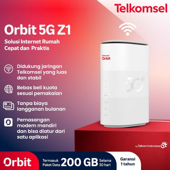 Telkomsel Orbit 5G Z1 Modem Wifi 5G High Speed Free Kuota 200Gb Original Dan Terpercaya