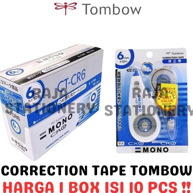 

NEW TOMBOW MONO CORRECTION TAPE 12M + REFILL GREEN RED BLUE 4.2MM 5MM 6MM TIPEX KERTAS TIPX TOMBOW HIJAU MERAH BIRU ISI ULANG CT-CR4 CT-CR5 CT-CR6 CT-CX4CR4 CT-CX5CR5 CT-CX6CR6 BOX [10PCS]