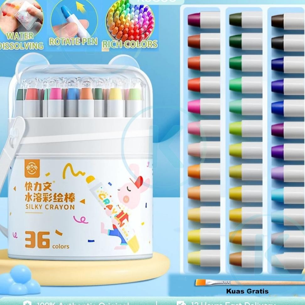 

Kugoo Washable Silky Crayon Putar 24/36/48 Warna Colorful Bucket Krayon Crayon Set Mewarnai Alat Warna Set Anak Wipe And Clean Crayon Anti Kotor Dan Patah