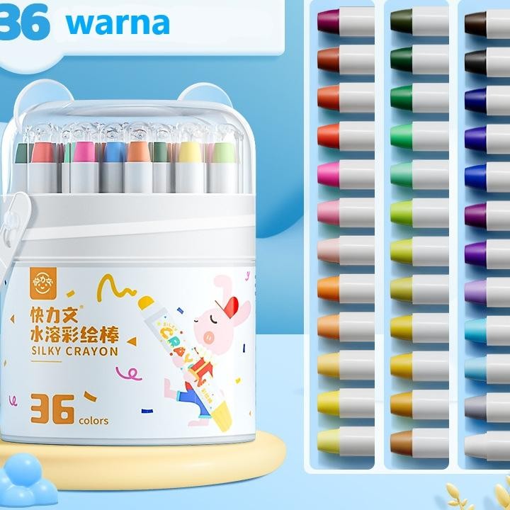 

Kuailiwen Washable Silky Crayon Isi 36 Warna Colorful Bucket Krayon Mewarnai Alat Warna Set AnakWipeAndClean