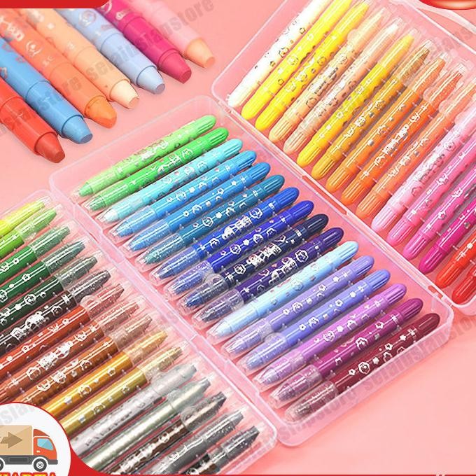 

Crayon Grasp Mata Sedang 24 Warna Krayon Lembut Water Soluble Crayon