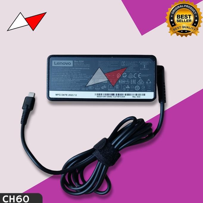 Adaptor Charger Leno Thinkpad T480 T480S L480 Type-C 65W Original New Stok