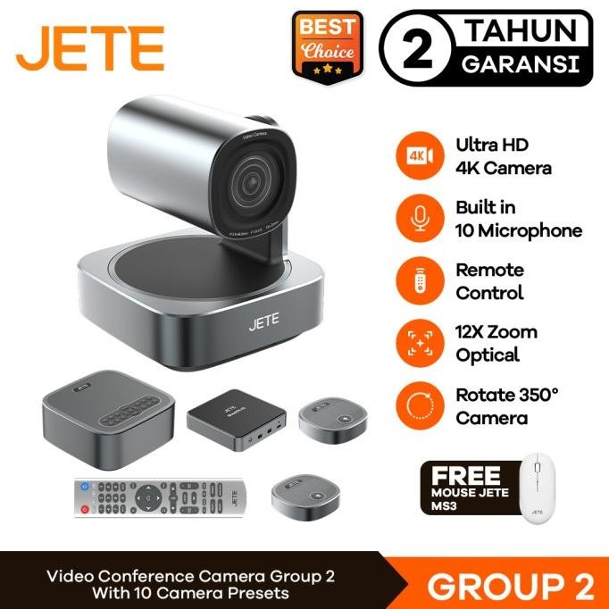 Jete Group 2 Video Conference 4K Camera Webcam12X Zoom 1/2.8 Sony Cmos - 2 Tahun New Stok
