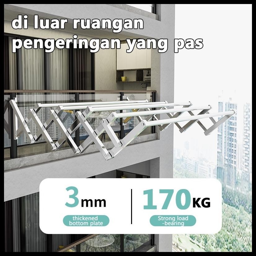 OLHOME JEMURAN BAJU TEMPEL DINDING JEMURAN PAKAIAN LIPAT STAINLESS JEMURAN TEMPEL DINDING MULTILAYER