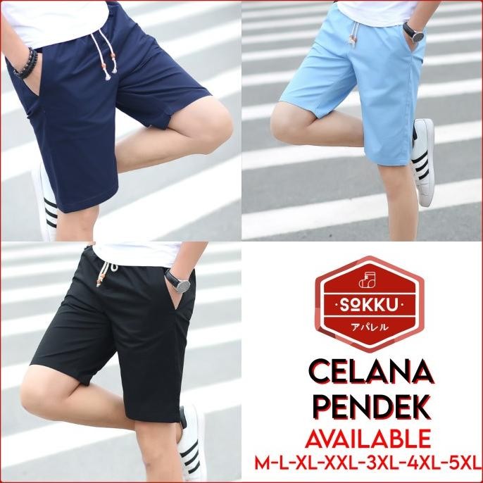 Laris!! Celana Pendek Pria Pinggang Karet Kantong