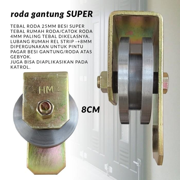 roda gantung super 8cm | aksesoris pagar