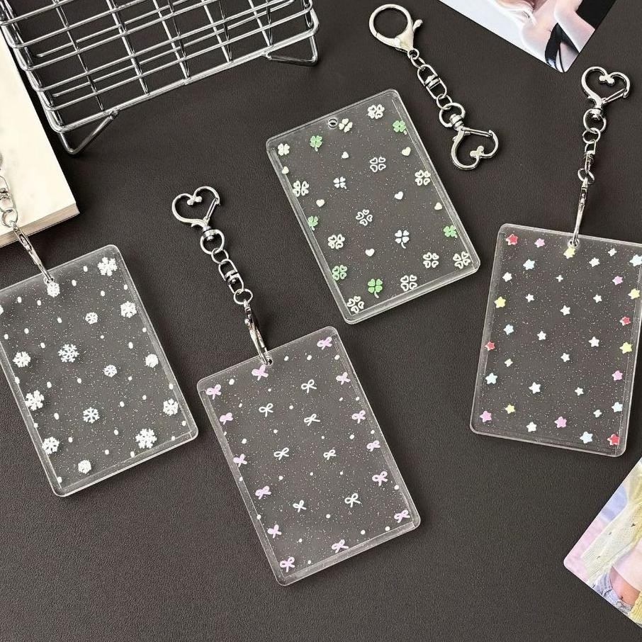 

T Cahol Glitter Charm Love Tranparant Acrylic 2 Ii Photocard Holder Pop Tranparent Clear Acrylic Id Card Acrylic Frame Bingai Foto Cahol