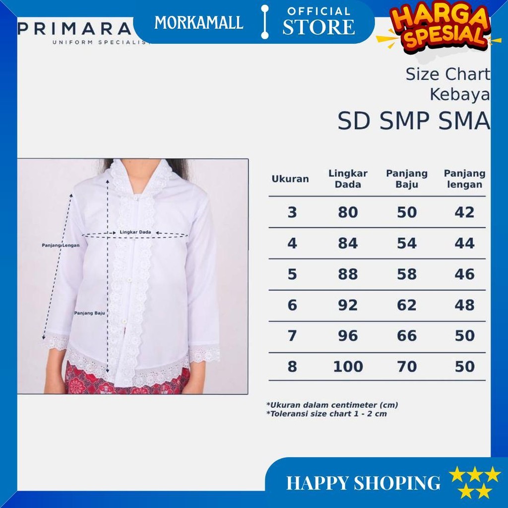 Primaragam Kebaya Anak Perempuan Modern Sd Smp Sma Atasan Baju Sekolah Adat Sunda Encim Putih Best S