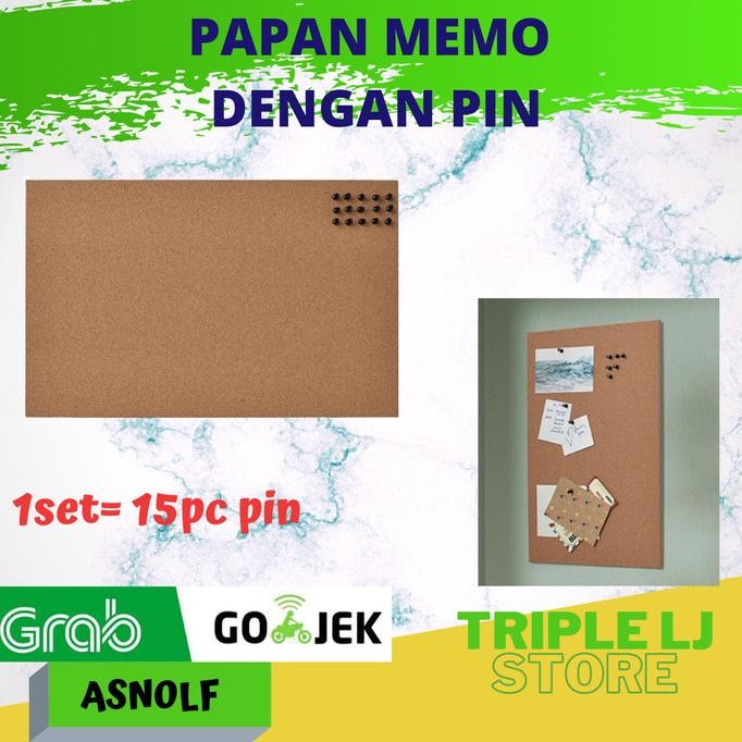 

Papan Memo Gabus Dengan Pin Paku Tempel Kertas Catatan Dinding