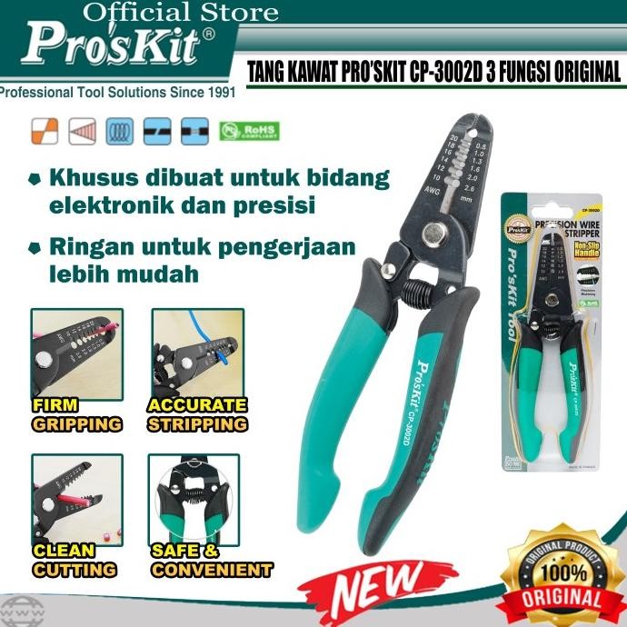 Murah Tang Pengupas Kabel Precision Wire Stripper Awg Proskit Cp-3002D 3 In1