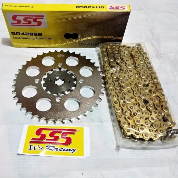 Gear set SSS RX King 428 rantai GOLD