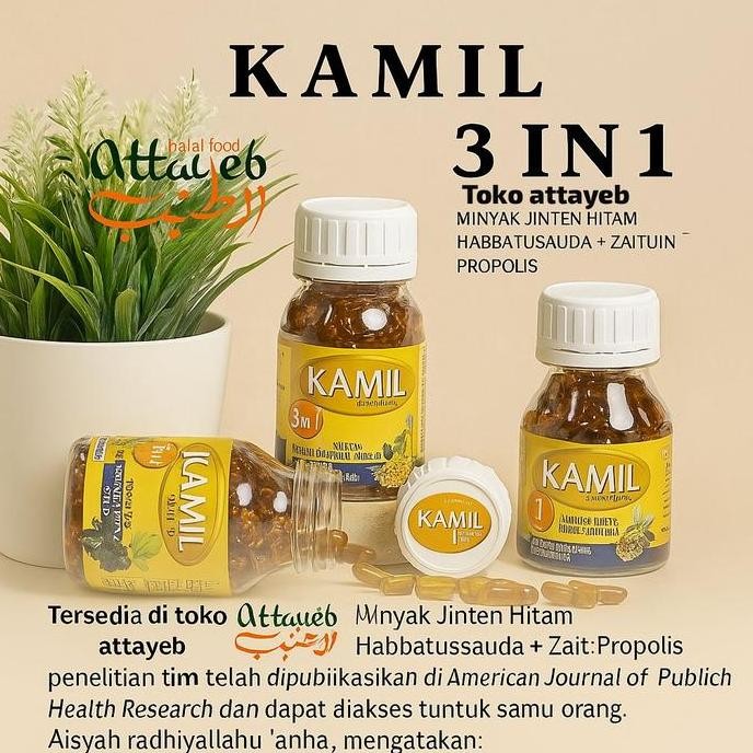 

Kamil 3 in 1 isi 210 Minyak Jinten Hitam Habbatussauda Zaitun Plus Propolis NUG