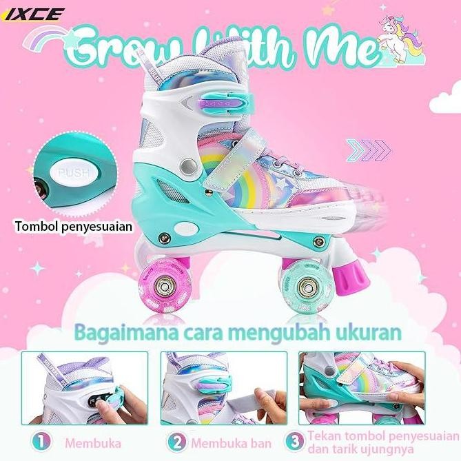 Sepatu Roda Menyala 4 Ukuran yang Dapat Disesuaikan untuk Anak Laki-laki Perempuan Outdoor Kaki 3 - 