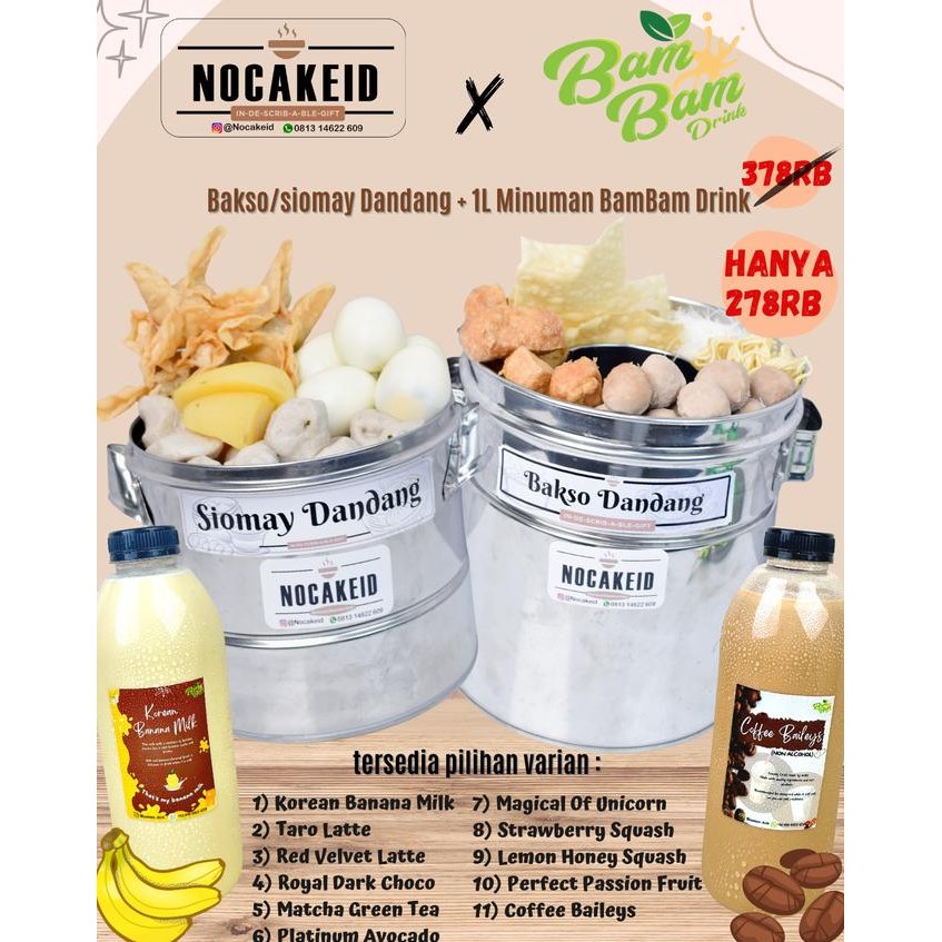 

hampers package NOCAKE X BAMBAM BAKSO SIOMAY MIE AYAM DANDANG DIMSUM ALU